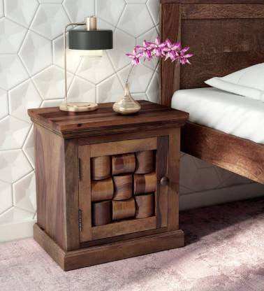 Solid wood Bedside with 1Doors for Bed Room in Natural Finish