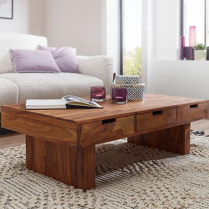 Sheesham Wood Coffee Table For Living Room In Brown Finish