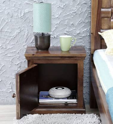 Solid wood Bedside with 1Doors for Bed Room in Natural Finish